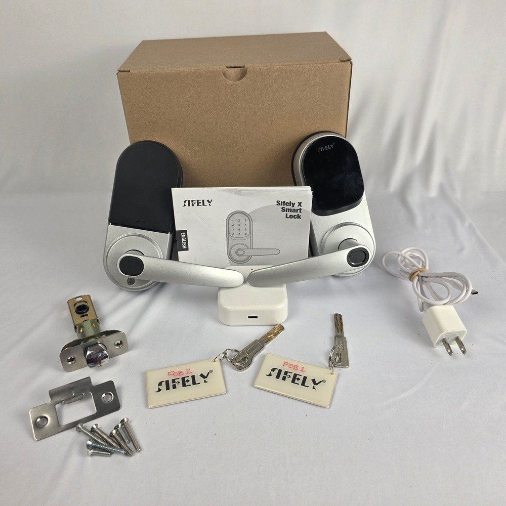 Sifely X Smart Lock Fingerprint Keyless Entry Door Handle Silver USED, WORKS